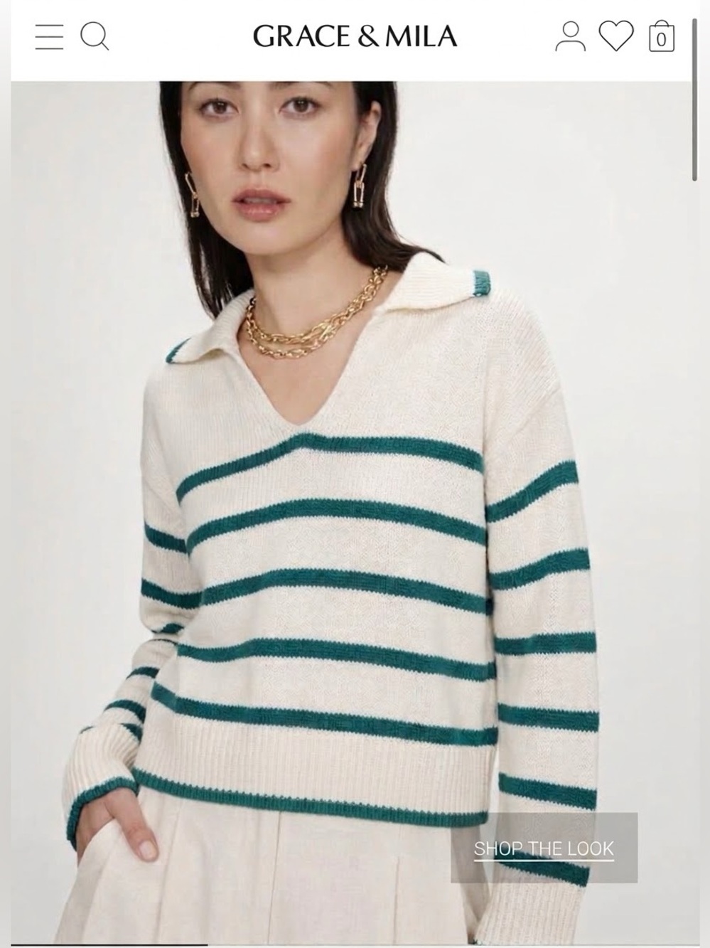 Grace & Mila Wool Blend Polo Knit Striped Sweater , size S/M